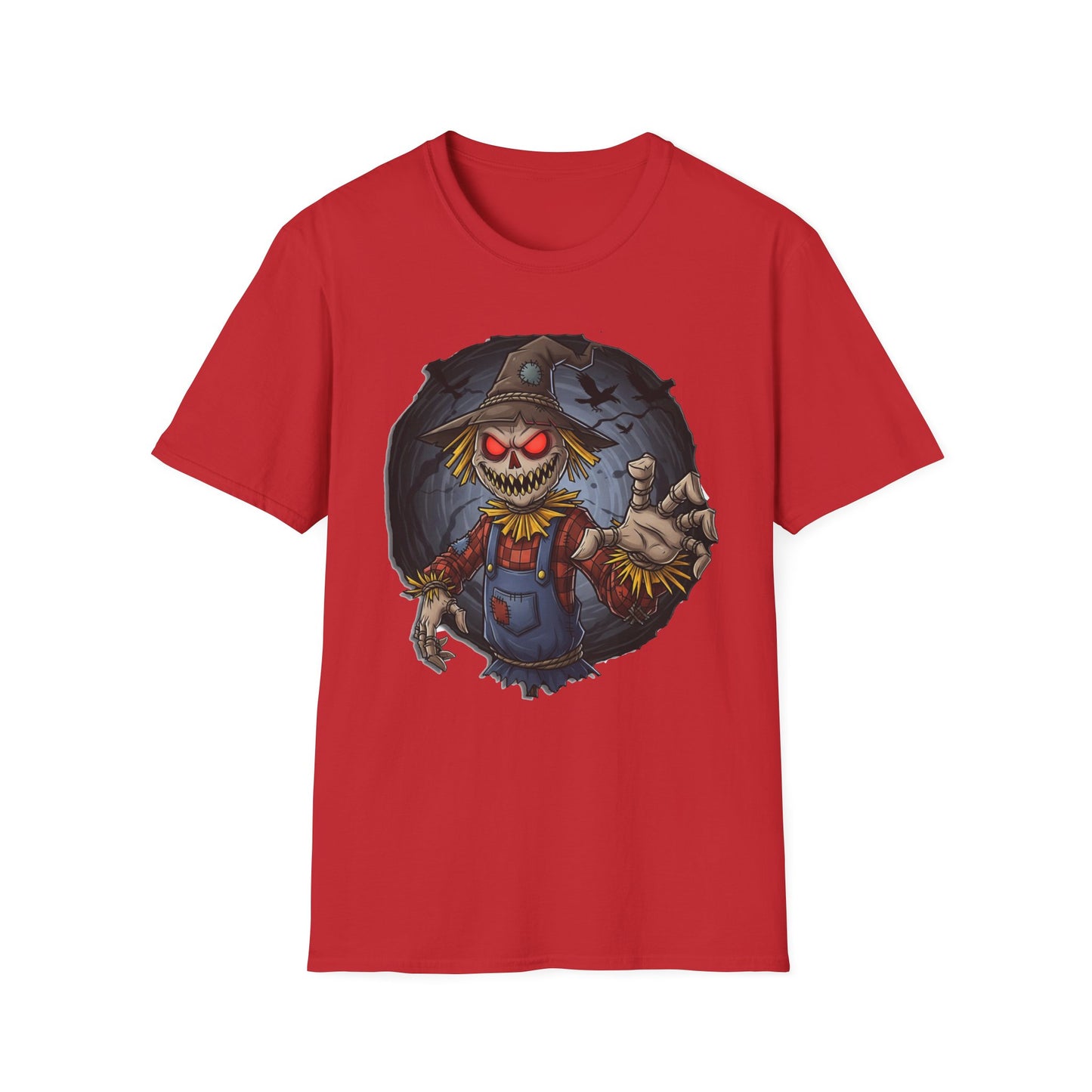 Spooky Scarecrow T-Shirt, Halloween Shirt, Scary Graphic Tee, Unisex Softstyle T-Shirt, Fall Fashion, Gift for Horror Fans