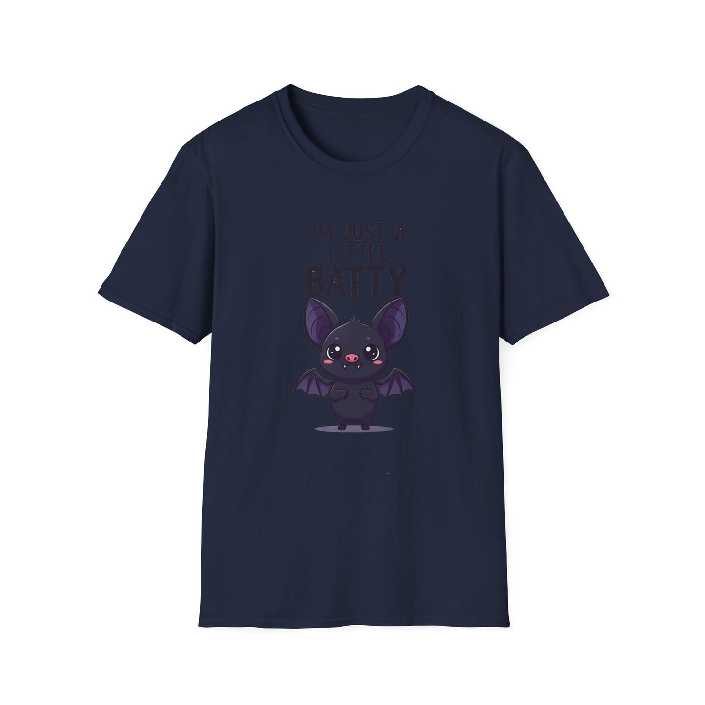 Cute I'm Just A Little Batty Graphic Tee, Funny Halloween T-Shirt, Gift for Bat Lovers, Unisex Softstyle Shirt, Quirky Casual Wear