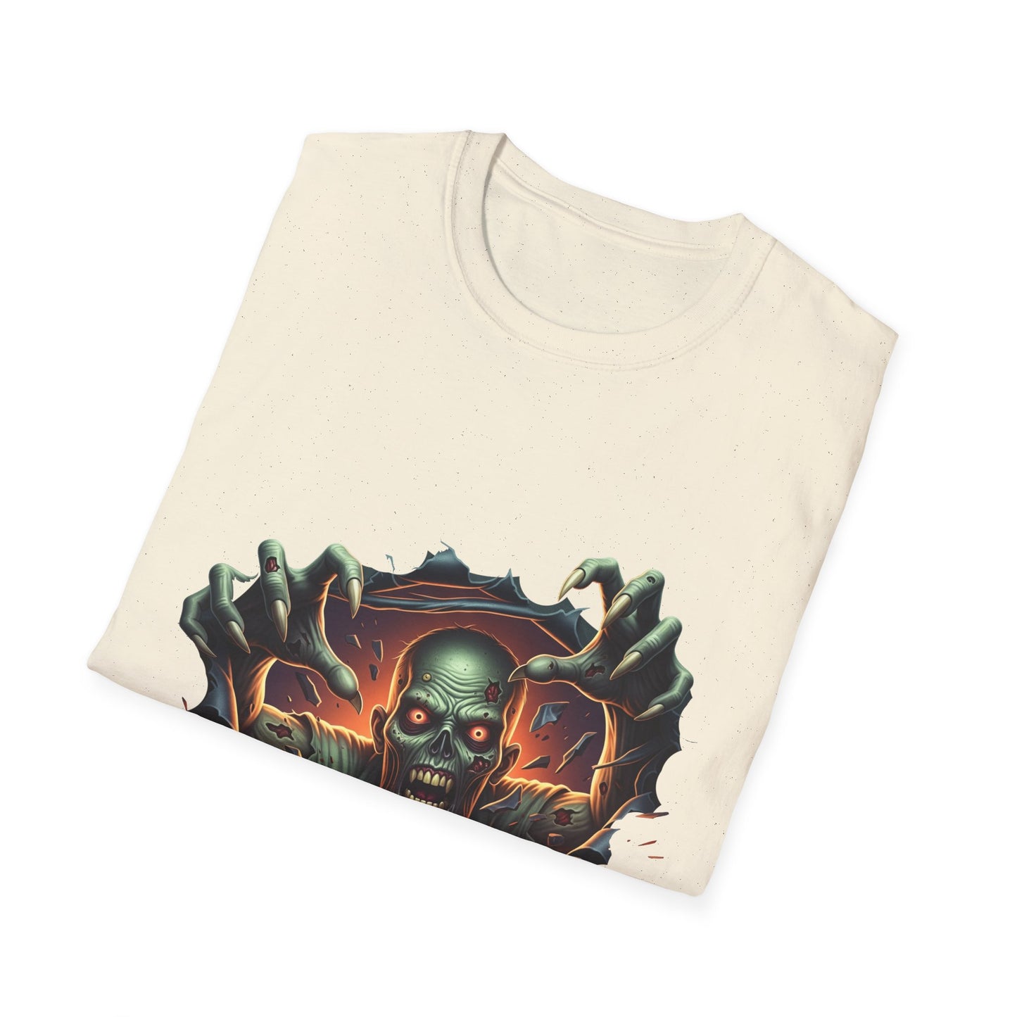 3D Spooky Zombie Graphic T-Shirt, Halloween Shirt, Unisex Softstyle Tee, Gift for Horror Fans, Casual Wear, Creepy Apparel
