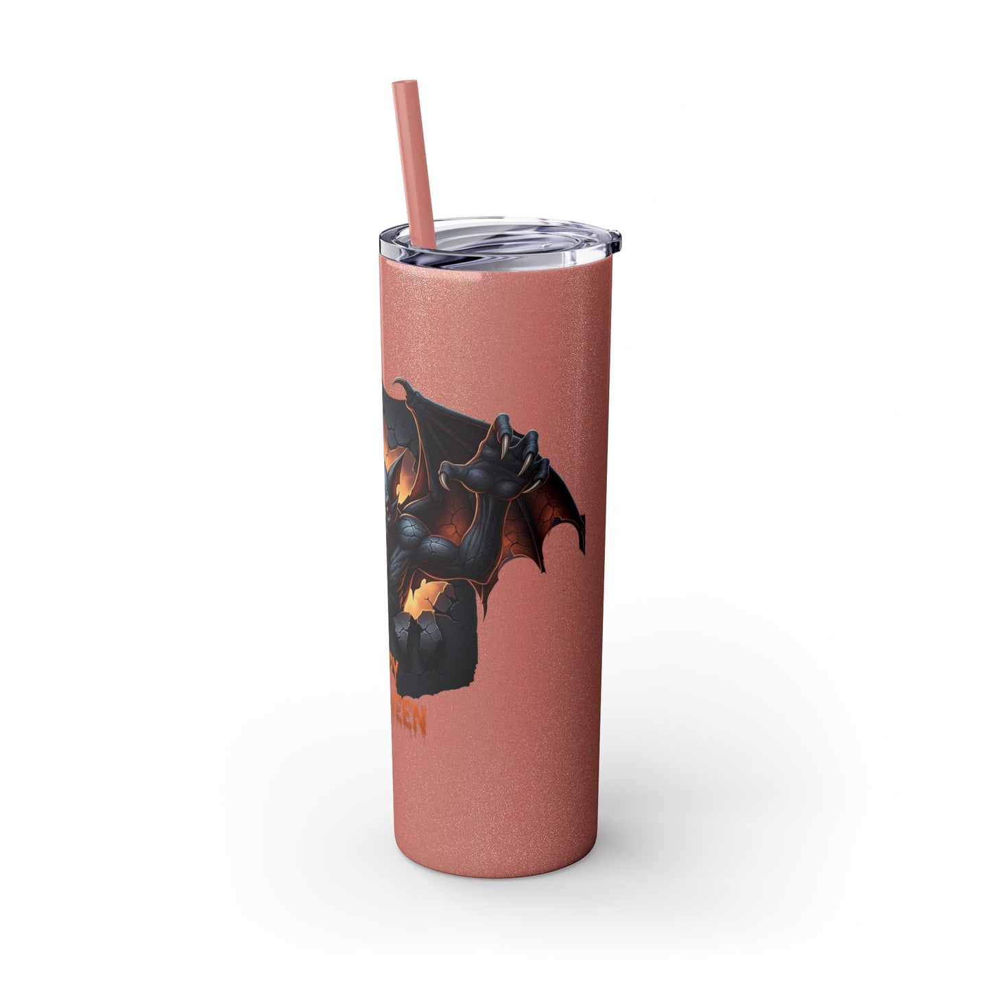 Halloween Gargoyle Skinny Tumbler with Straw, Spooky Drinkware, Perfect for Parties, Fall Decor, Trick or Treat Gifts