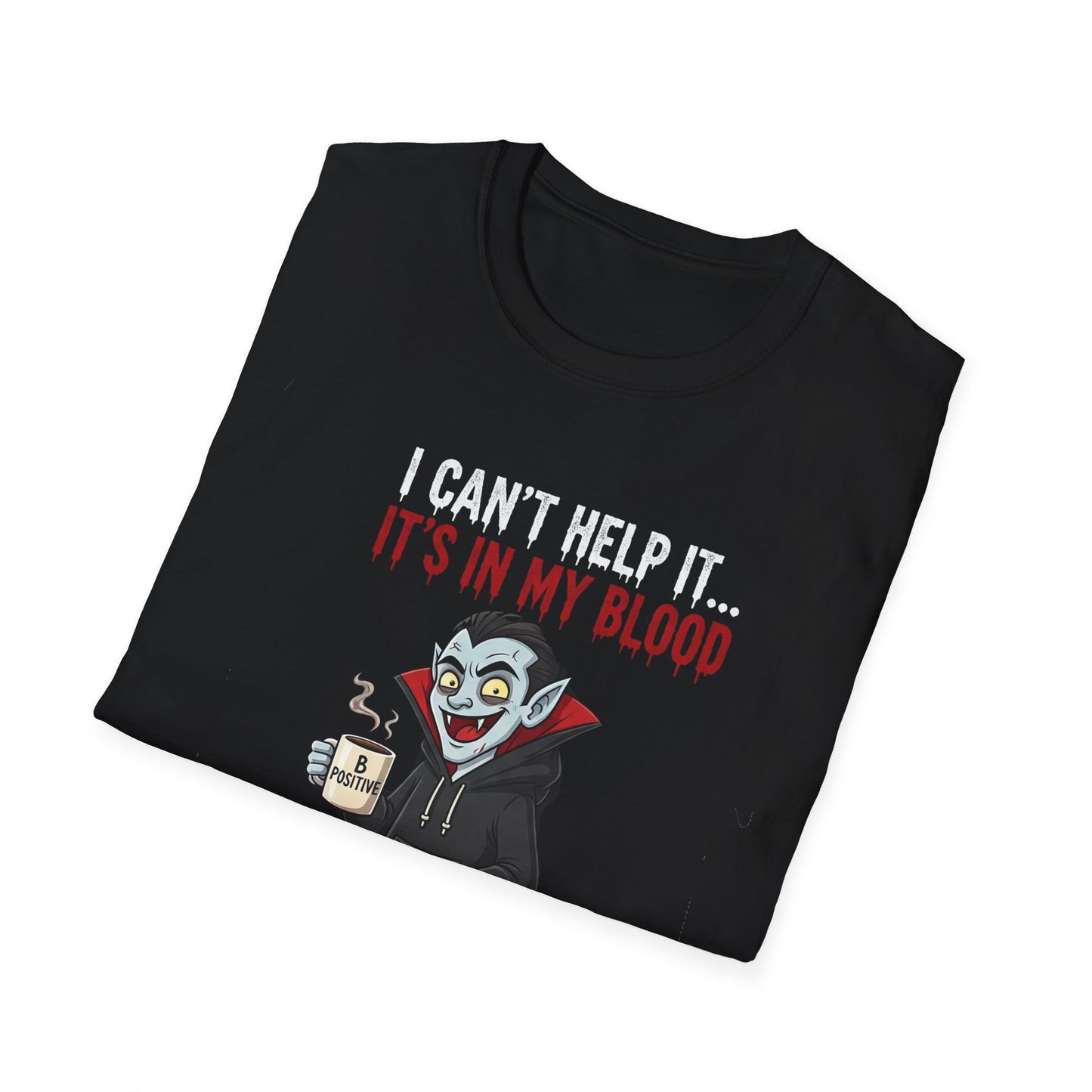 Coffee Lover's Vampire Its In My Blood Unisex T-Shirt, Funny Graphic Tee, Gift for Baristas, Coffee Addicts, Casual Wear, Halloween Apparel