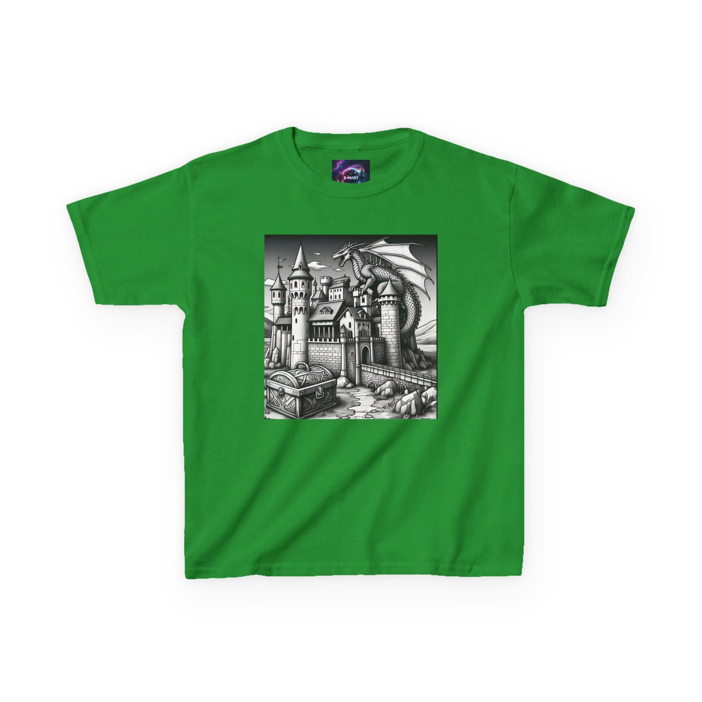 Kids Color Your Own Dragon Castle Tee - Fantasy Adventure Shirt for Imaginative Play