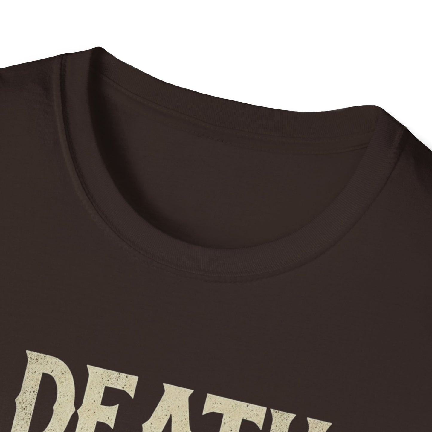Humorous Graphic T-Shirt for Coffee Lovers, Funny Death Before Decaf Tee, Gift for Baristas, Halloween Apparel, Unisex Softstyle Shirt