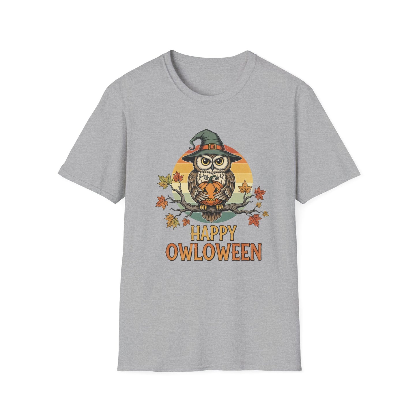 Halloween Happy Owl O Ween Graphic Tee, Casual Fall T-Shirt, Seasonal Gift, Unisex Halloween Shirt, Fun Halloween Outfit