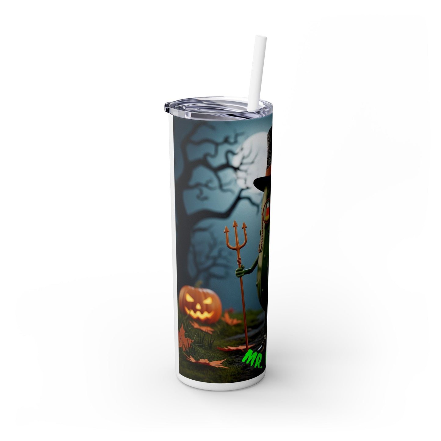 Halloween Mr. Pickle Tumbler, 20oz Skinny Tumbler with Straw, Fun for Parties, Trick or Treat, Kids Gift, Spooky Decor
