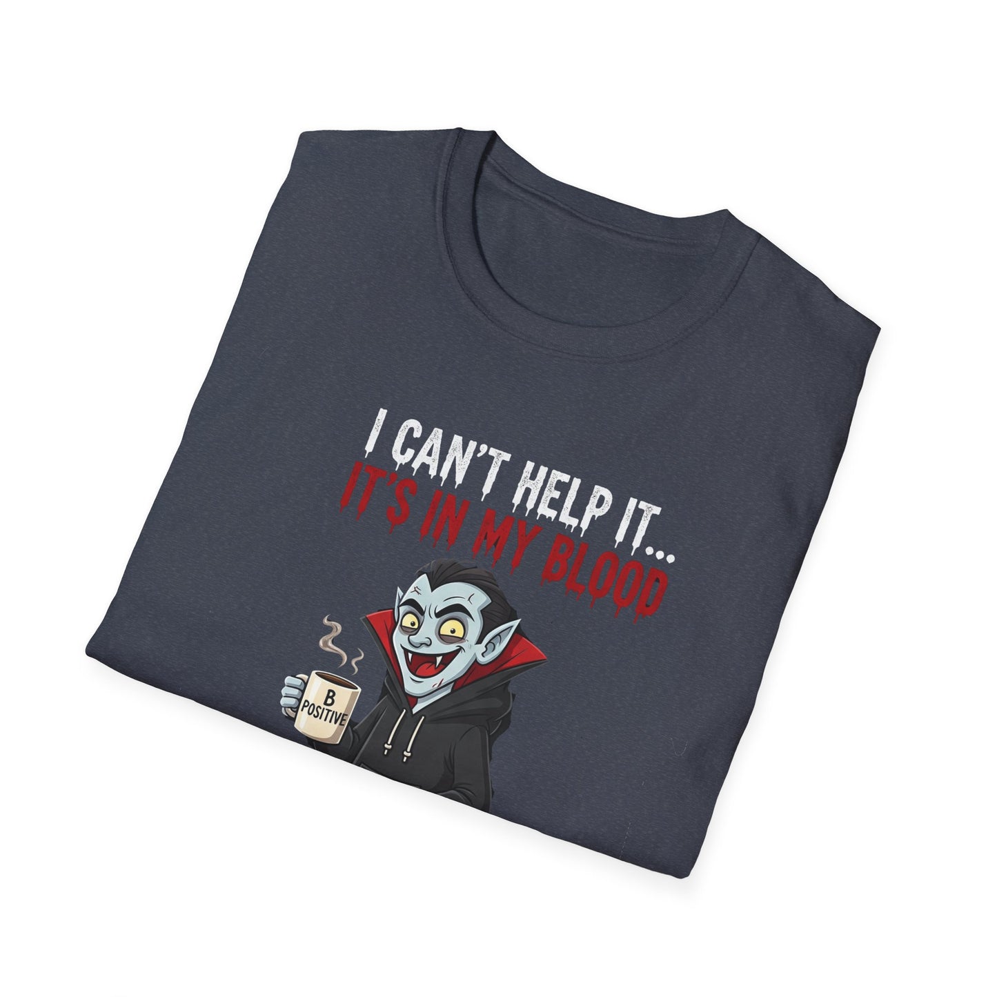 Coffee Lover's Vampire Its In My Blood Unisex T-Shirt, Funny Graphic Tee, Gift for Baristas, Coffee Addicts, Casual Wear, Halloween Apparel