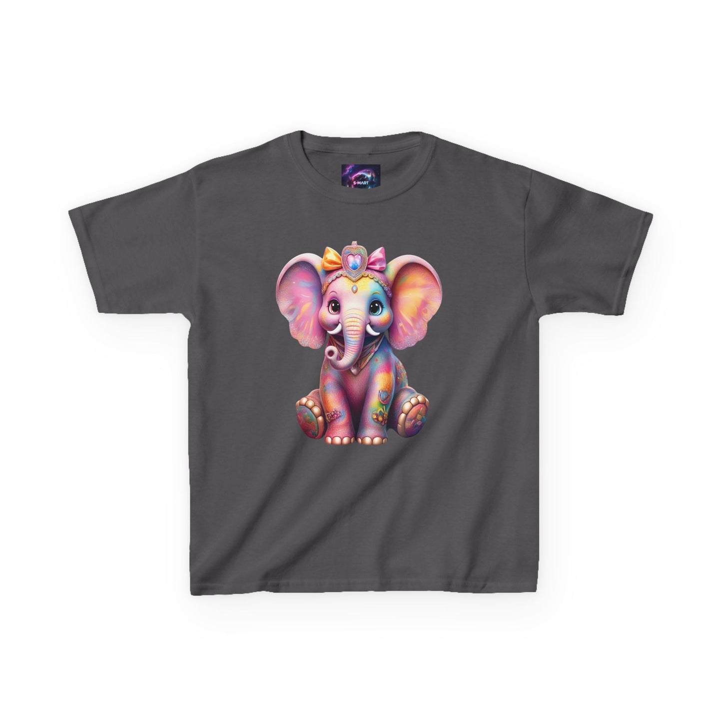 Colorful Elephant Kids Heavy Cotton Tee for Playful Adventures