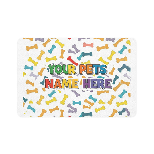 Personalized Pet Food Mat - Customizable Dog & Cat Feeding Pad (12x18)