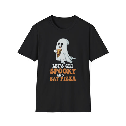 Spooky Pizza T-Shirt, Cute Halloween Shirt, Ghost Graphic Tee, Unisex Casual Wear, Gifts for Halloween Lovers