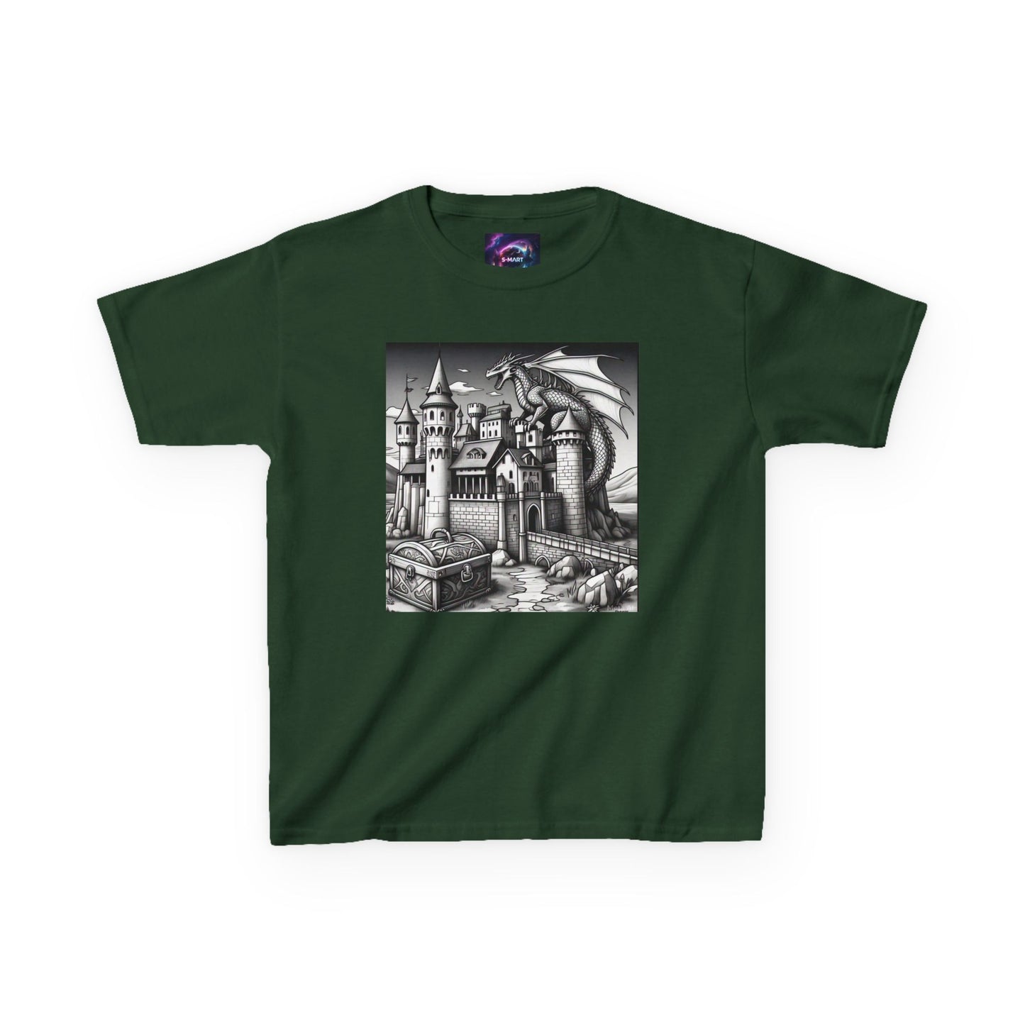 Kids Color Your Own Dragon Castle Tee - Fantasy Adventure Shirt for Imaginative Play