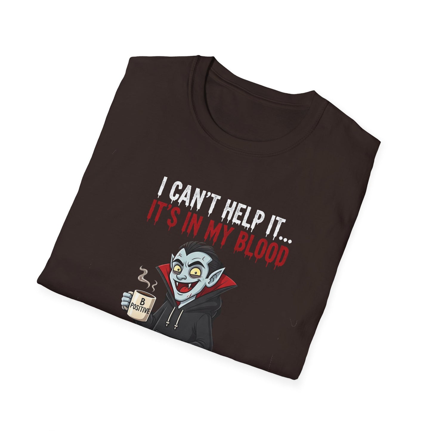 Coffee Lover's Vampire Its In My Blood Unisex T-Shirt, Funny Graphic Tee, Gift for Baristas, Coffee Addicts, Casual Wear, Halloween Apparel
