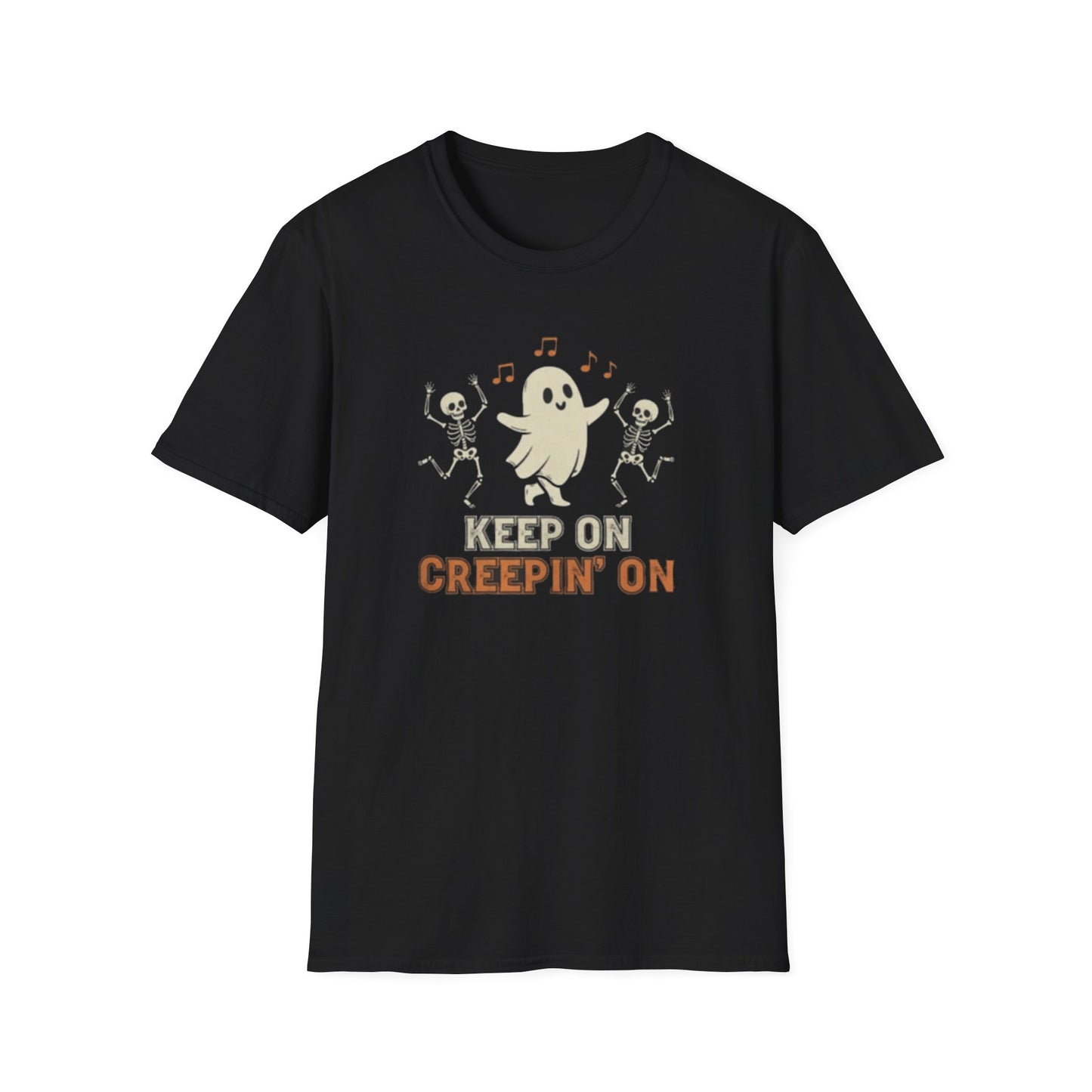 Keep on Creepin' On Halloween T-Shirt, Unisex Spooky Tee, Ghost Shirt, Funny Halloween Apparel, Skeleton Dance Tee