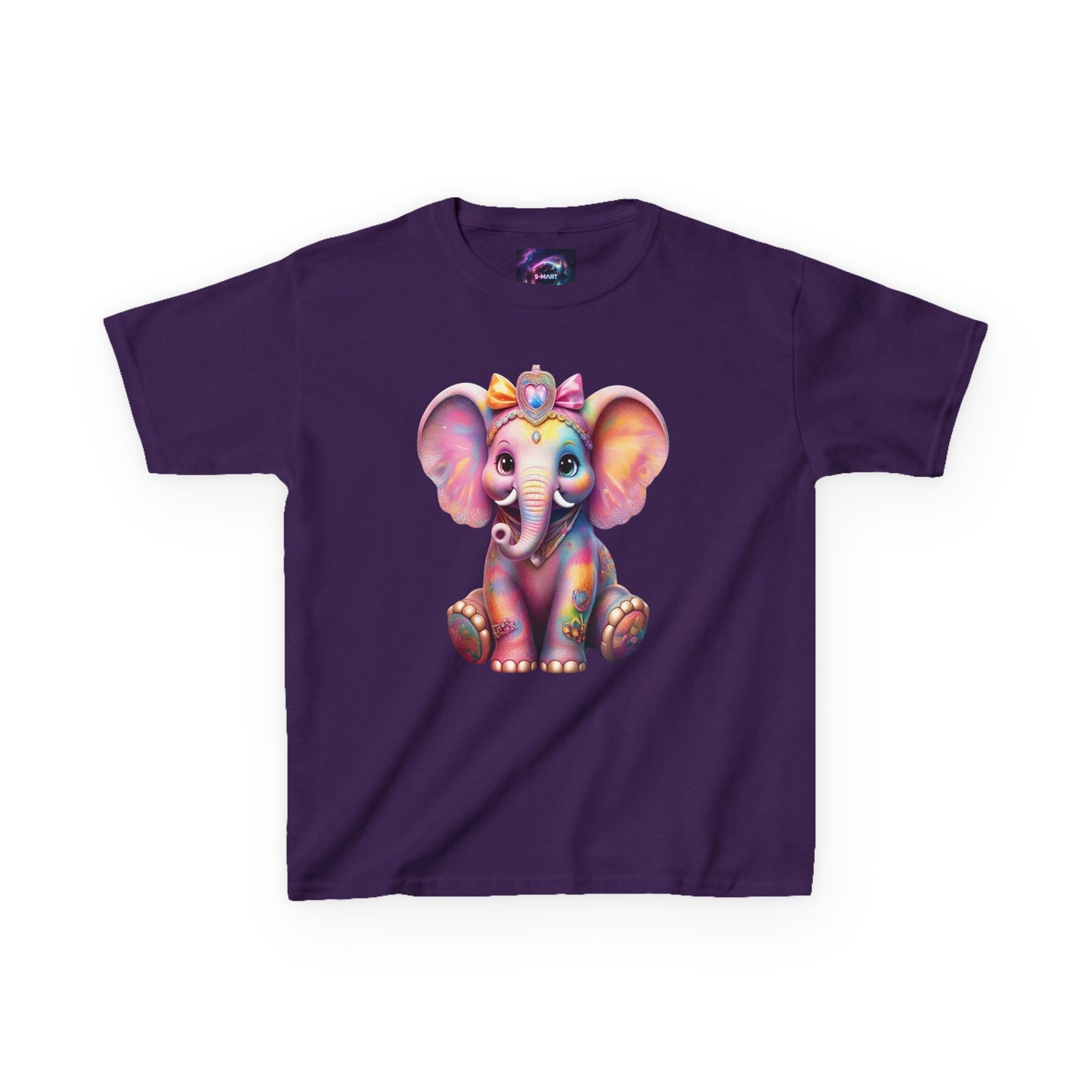 Colorful Elephant Kids Heavy Cotton Tee for Playful Adventures