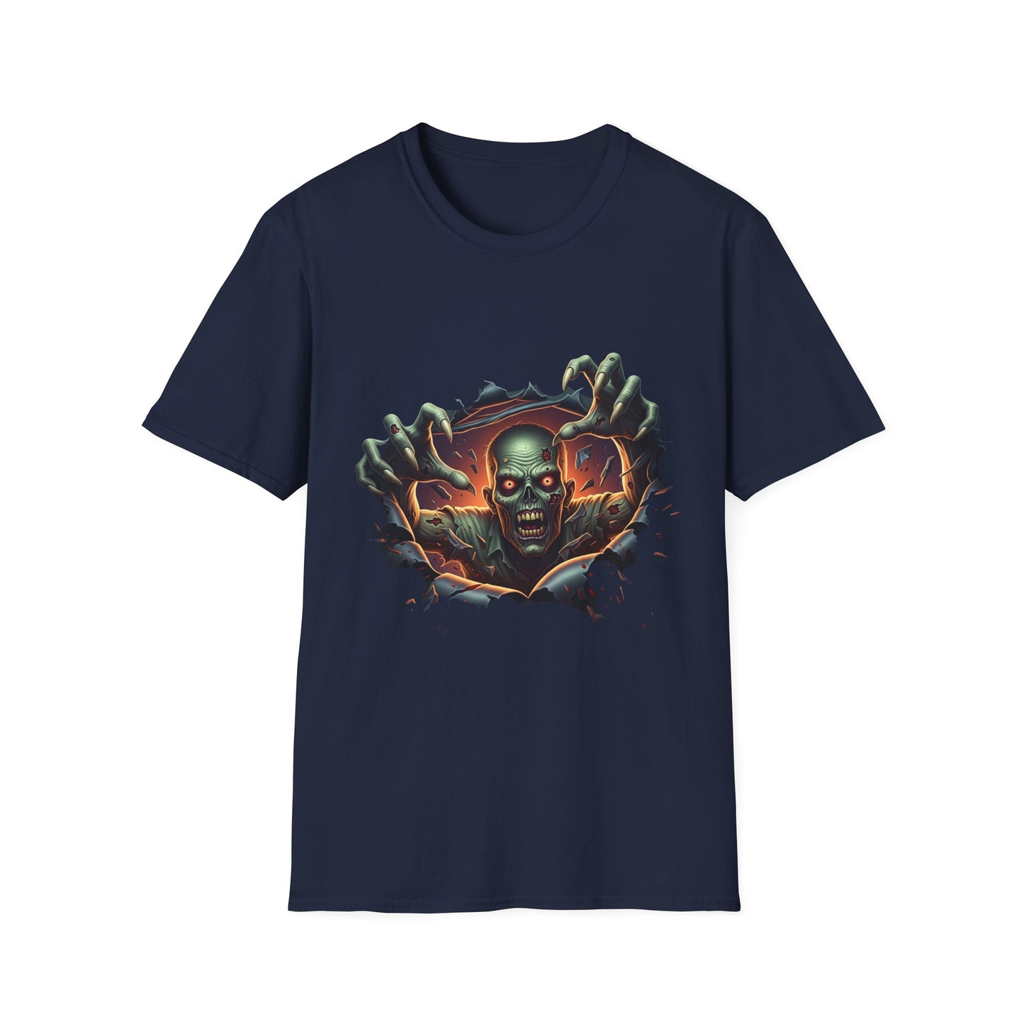 3D Spooky Zombie Graphic T-Shirt, Halloween Shirt, Unisex Softstyle Tee, Gift for Horror Fans, Casual Wear, Creepy Apparel