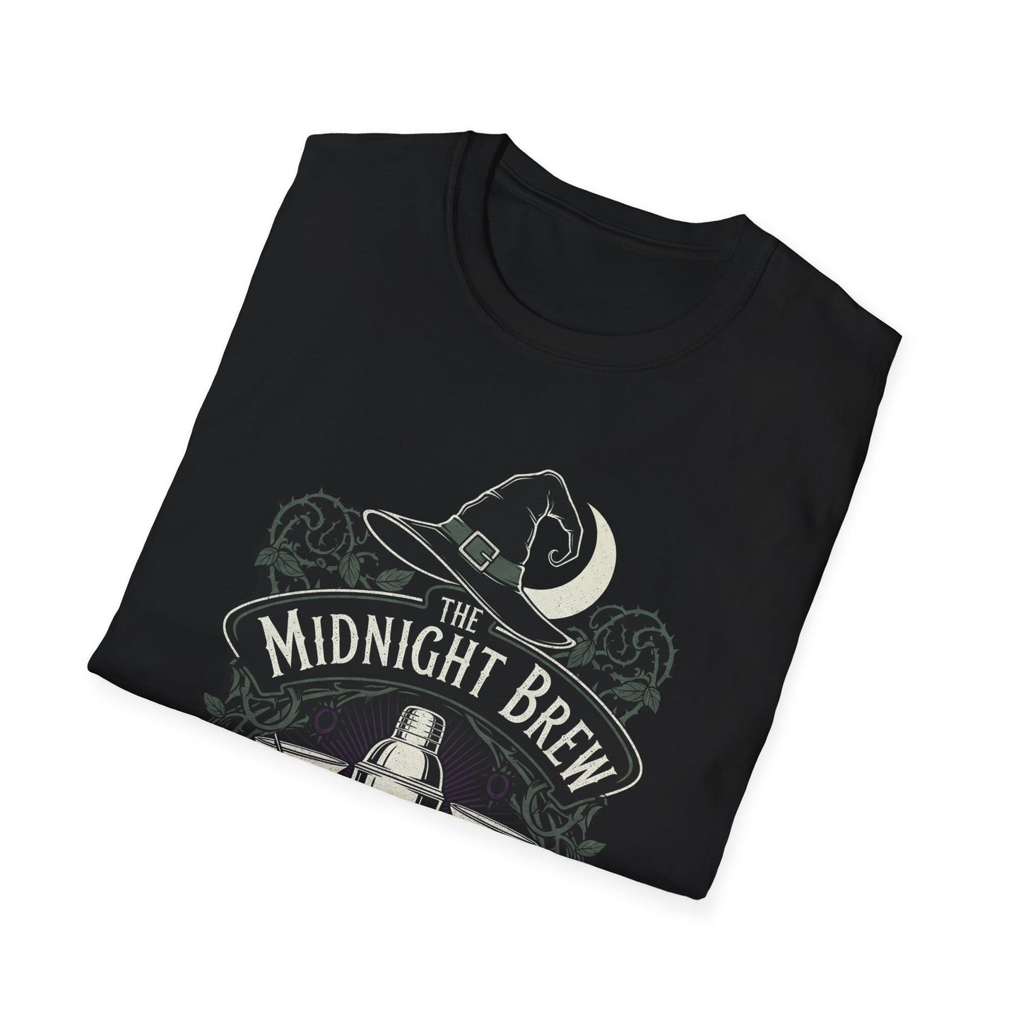 Midnight Brew Cocktail Club T-Shirt | Unisex Softstyle Tee, Barware Lovers Gift, Cocktail Party Attire, Fun Drinking Shirt, Night Out Wear