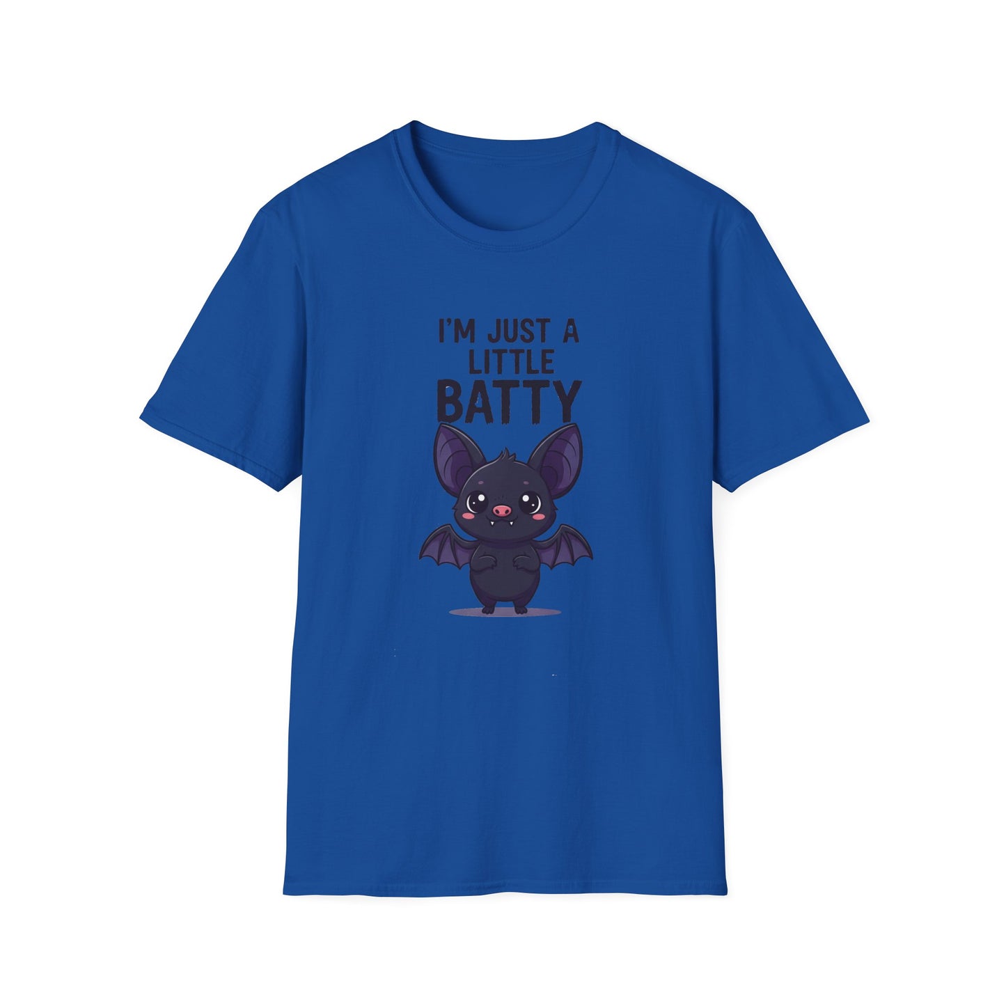 Cute I'm Just A Little Batty Graphic Tee, Funny Halloween T-Shirt, Gift for Bat Lovers, Unisex Softstyle Shirt, Quirky Casual Wear