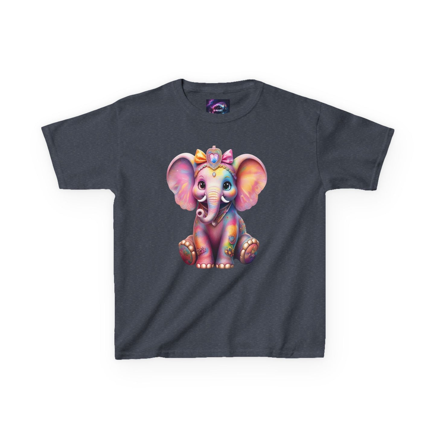Colorful Elephant Kids Heavy Cotton Tee for Playful Adventures
