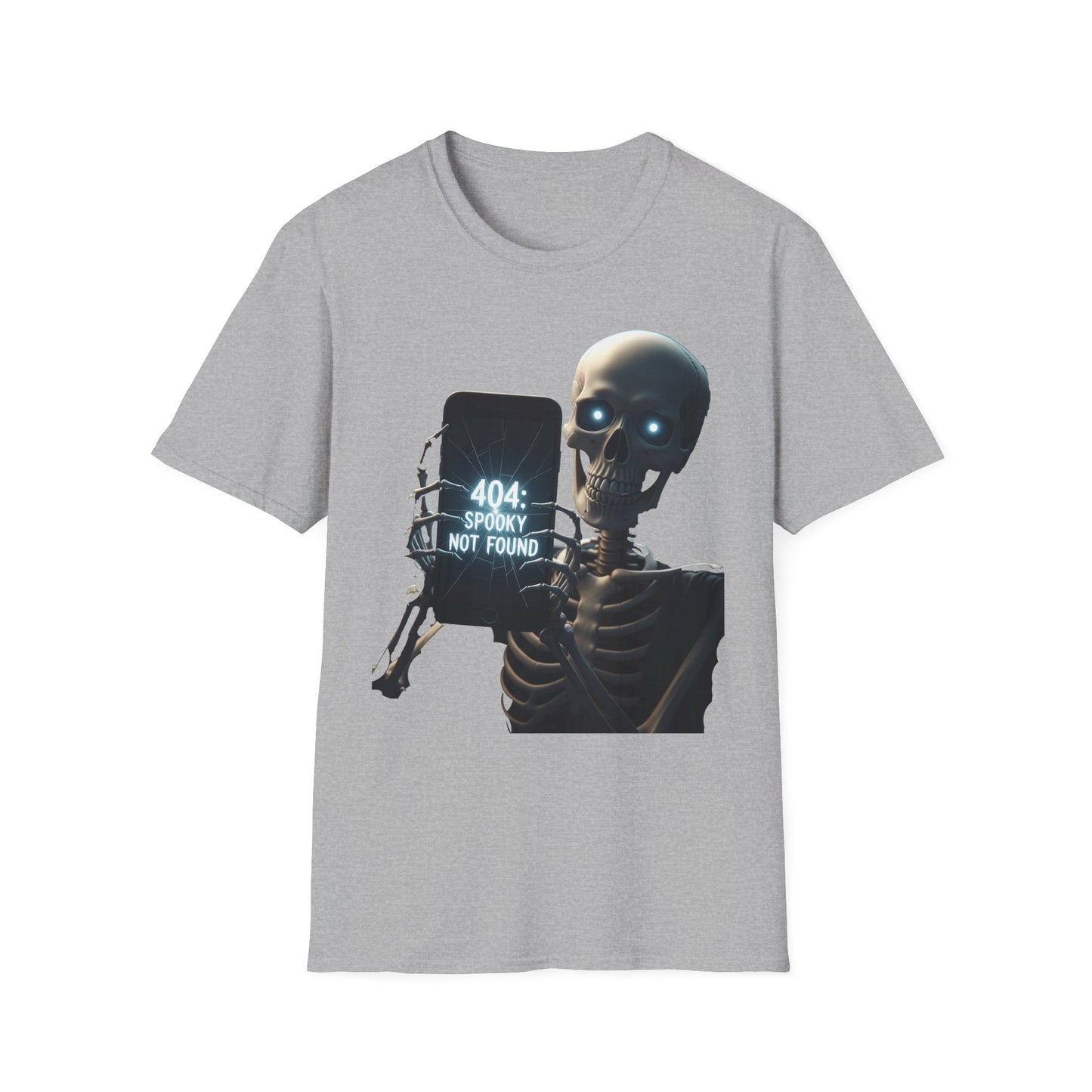 404 Spooky Not Found Skeleton T-Shirt, Halloween Tee, Unisex Graphic Shirt, Casual Wear, Fun Halloween Gift