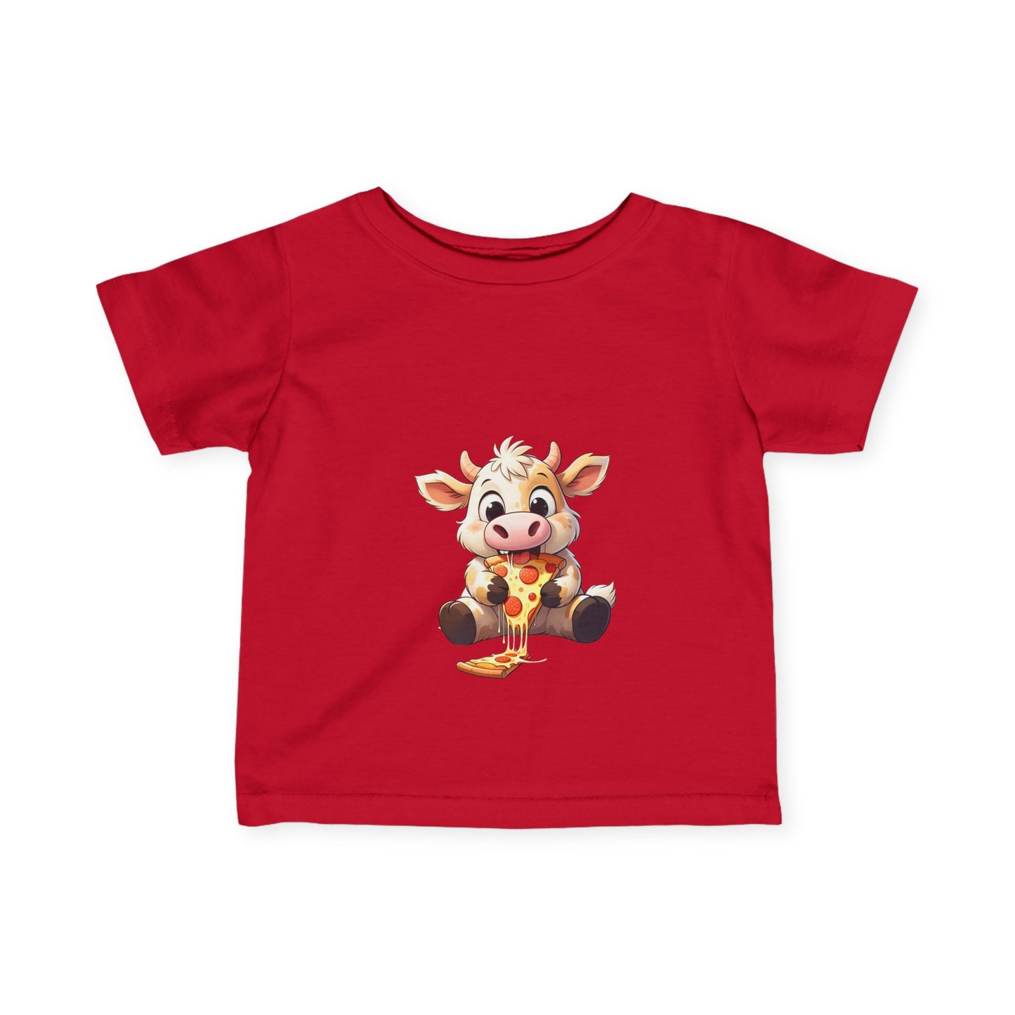 Cute Pizza Cow Design Infant Tee - Fun and Playful Baby Shirt