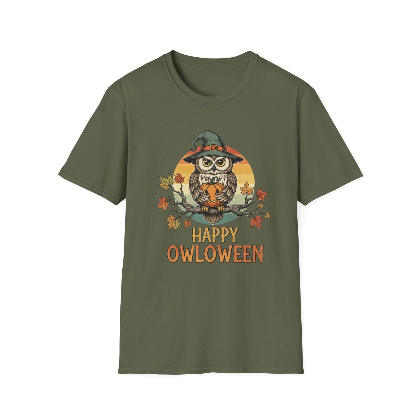 Halloween Happy Owl O Ween Graphic Tee, Casual Fall T-Shirt, Seasonal Gift, Unisex Halloween Shirt, Fun Halloween Outfit