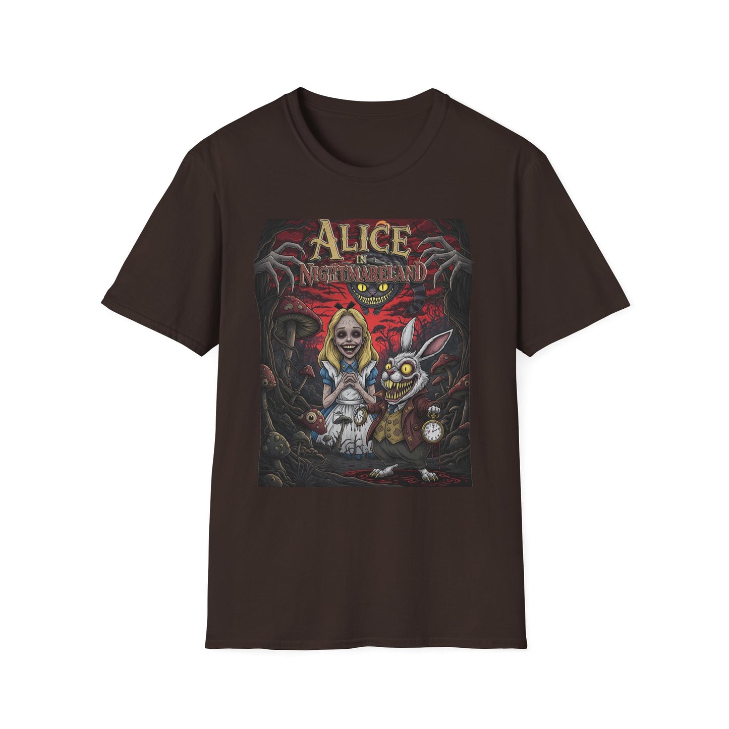 Alice in Nightmareland T-Shirt, Unisex Graphic Tee, Horror Theme Shirt, Perfect for Halloween, Alice in Wonderland Fans, Gift Idea