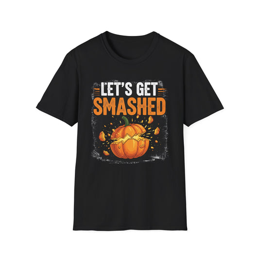 Halloween Pumpkin Lets Get Smashed Graphic T-Shirt, Fall Unisex Tee, Let's Get Smashed Halloween Shirt, Casual Halloween Apparel, Fun Pumpkin Shirt