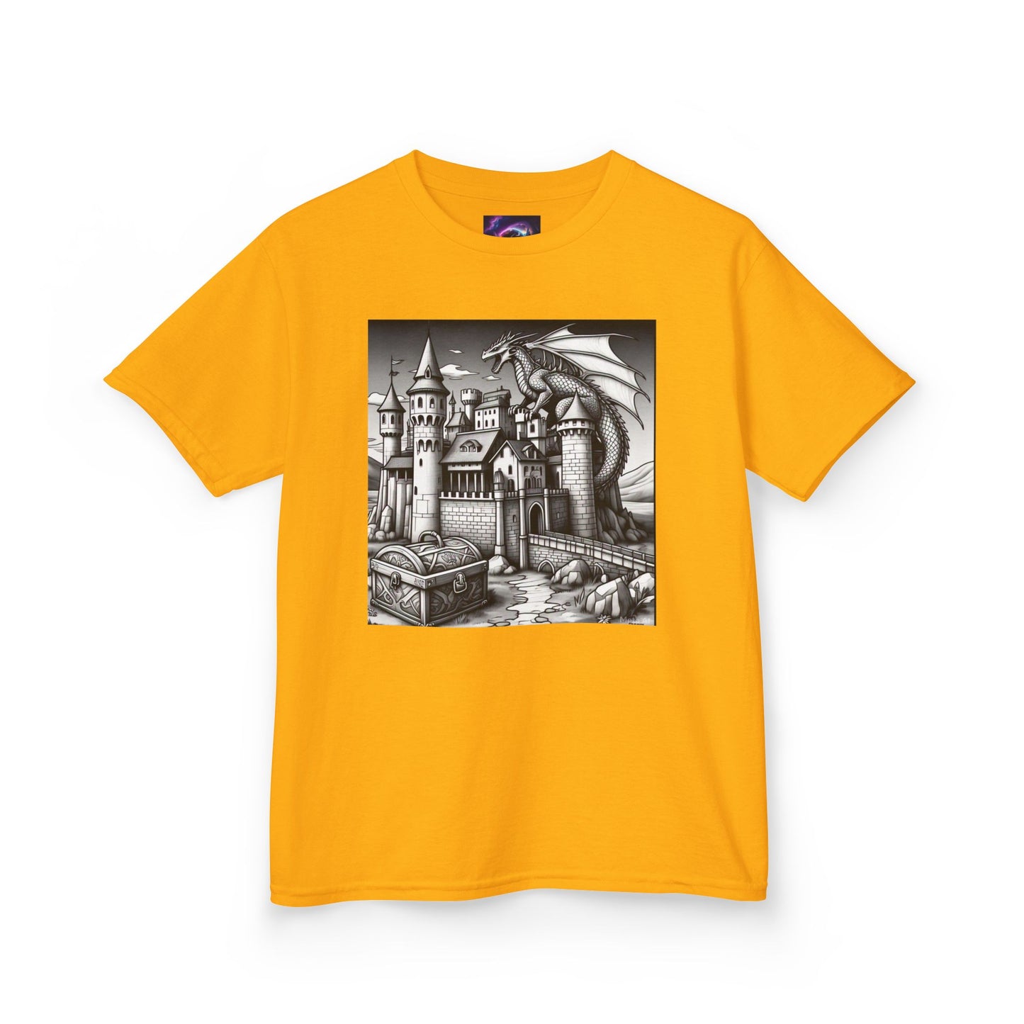 Kids Color Your Own Dragon Castle Tee - Fantasy Adventure Shirt for Imaginative Play
