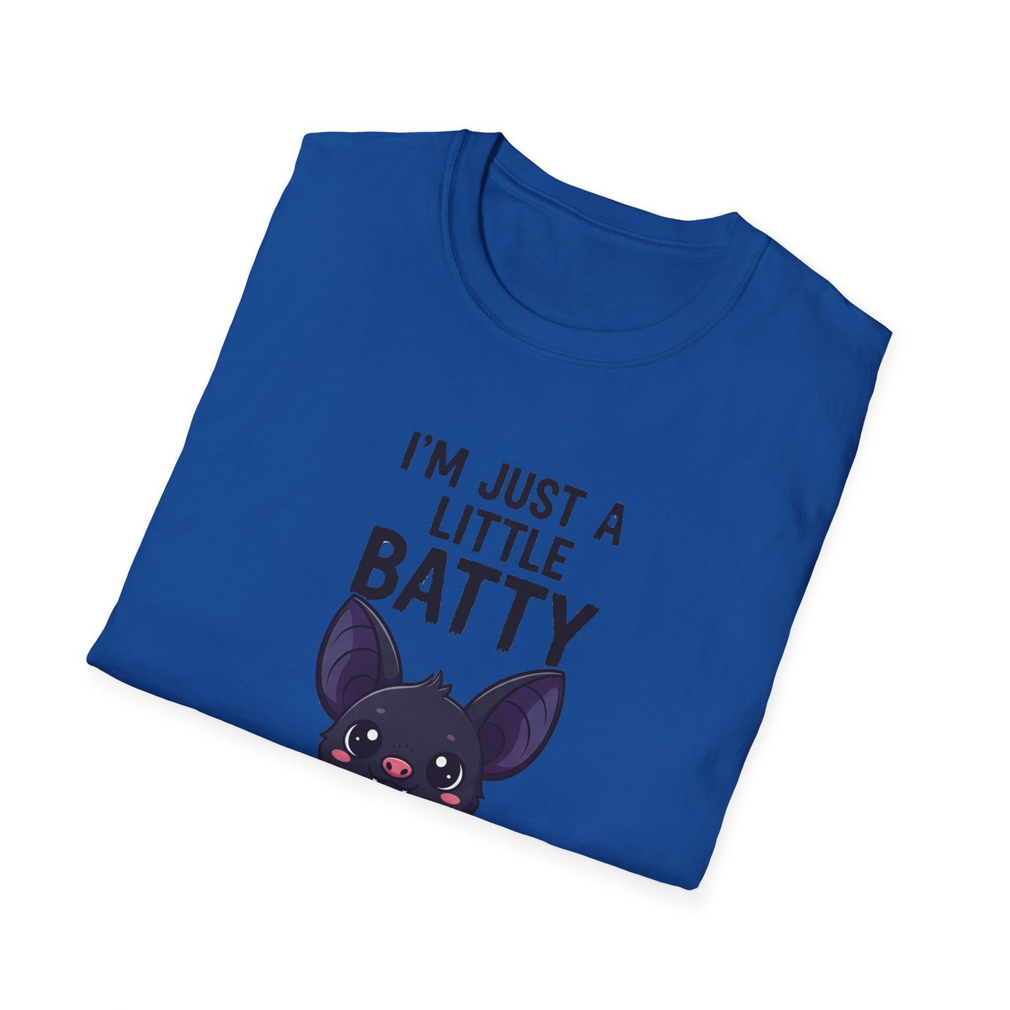 Cute I'm Just A Little Batty Graphic Tee, Funny Halloween T-Shirt, Gift for Bat Lovers, Unisex Softstyle Shirt, Quirky Casual Wear