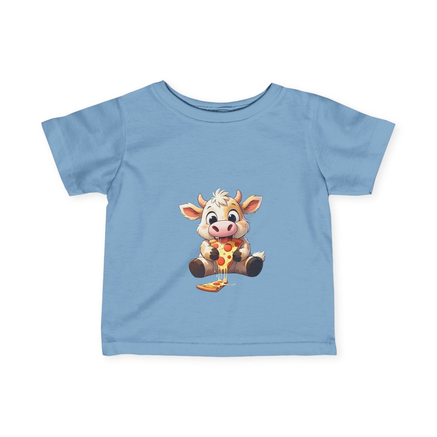 Cute Pizza Cow Design Infant Tee - Fun and Playful Baby Shirt
