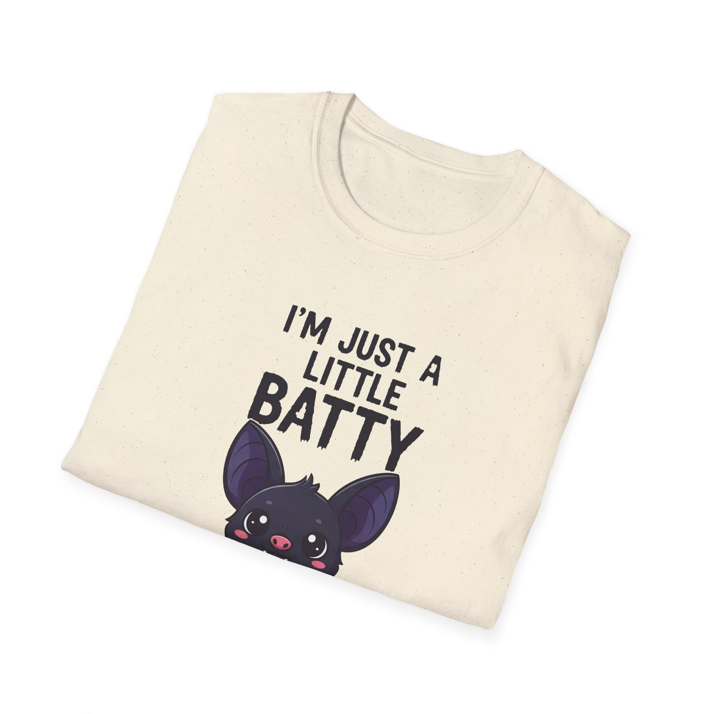 Cute I'm Just A Little Batty Graphic Tee, Funny Halloween T-Shirt, Gift for Bat Lovers, Unisex Softstyle Shirt, Quirky Casual Wear
