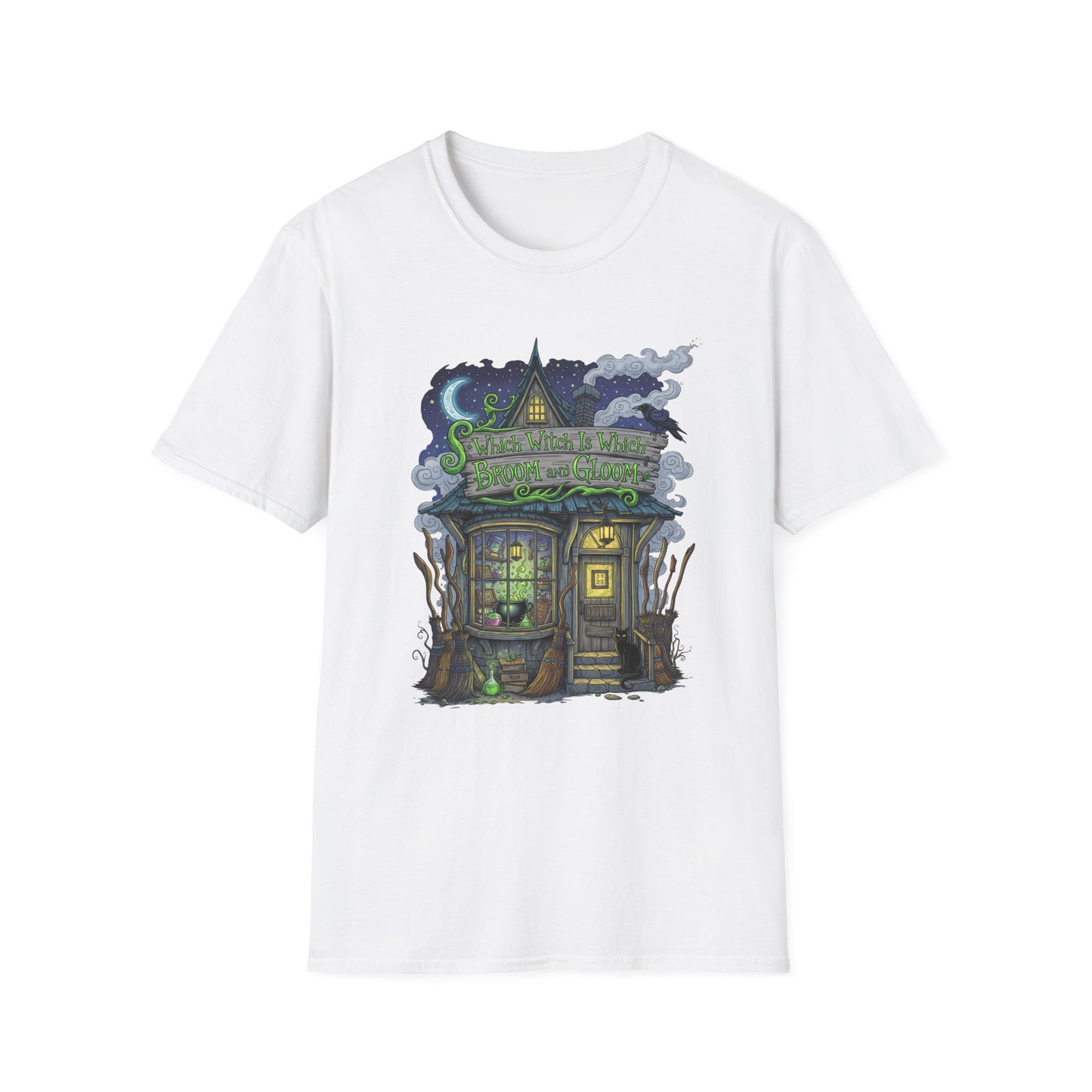 Halloween Which Witch Is Which Broom and Gloom Unisex T-Shirt, Spooky Shirt, Graphic Tee, Fall Apparel, Halloween Gift, Cozy Casual Wear