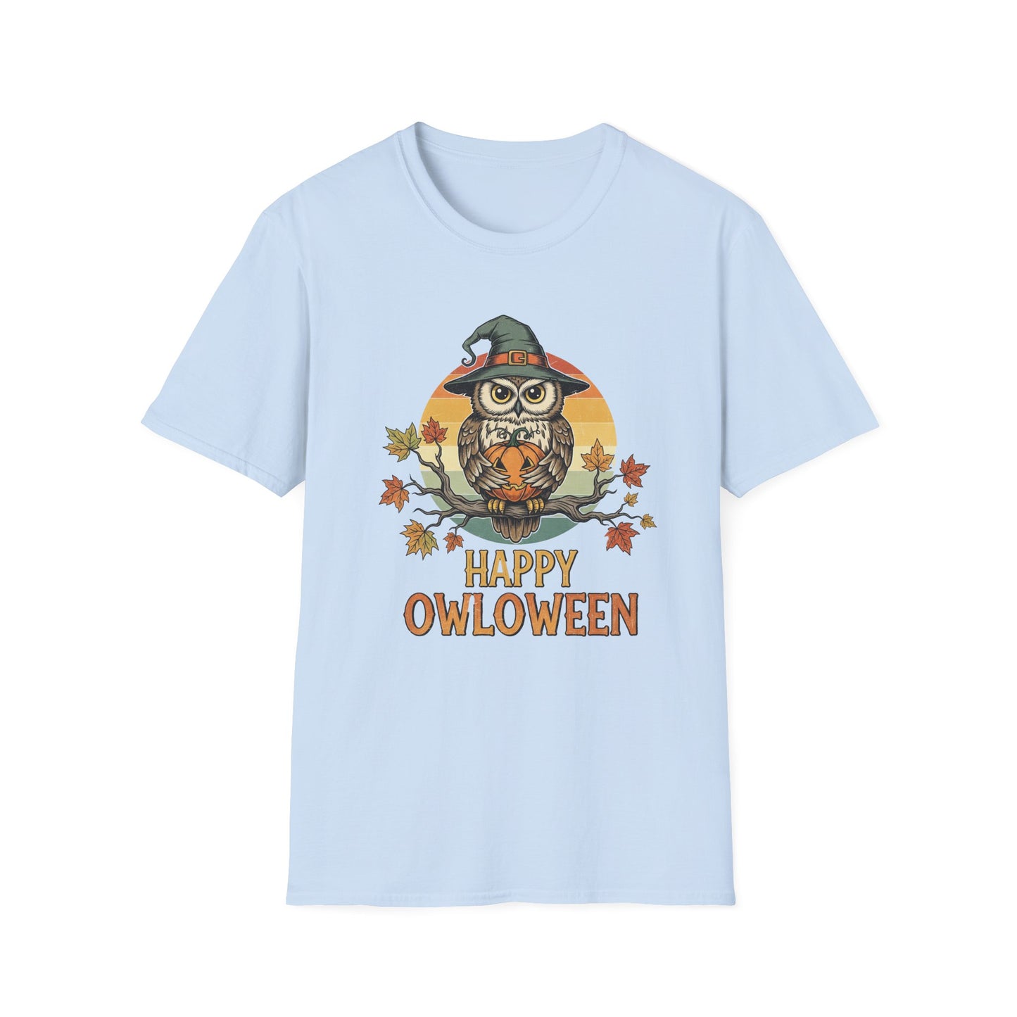 Halloween Happy Owl O Ween Graphic Tee, Casual Fall T-Shirt, Seasonal Gift, Unisex Halloween Shirt, Fun Halloween Outfit