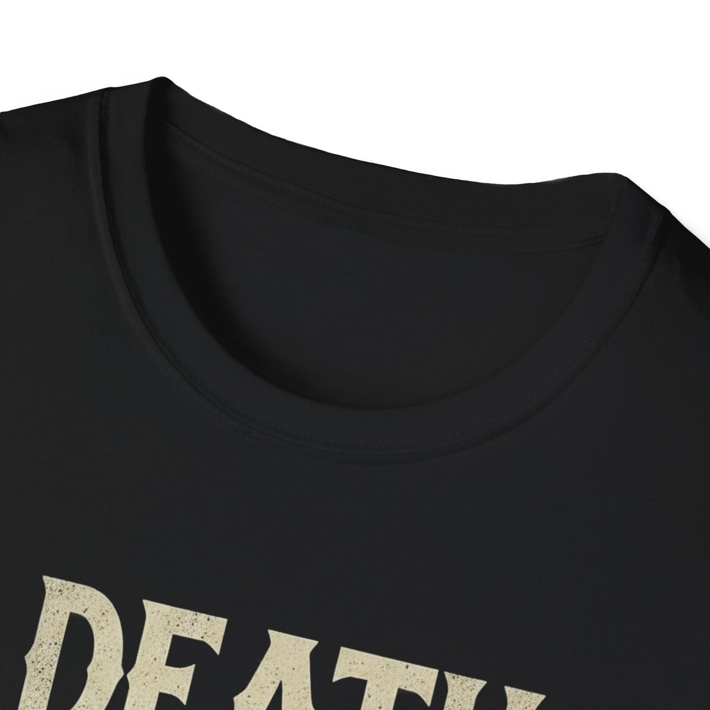 Humorous Graphic T-Shirt for Coffee Lovers, Funny Death Before Decaf Tee, Gift for Baristas, Halloween Apparel, Unisex Softstyle Shirt