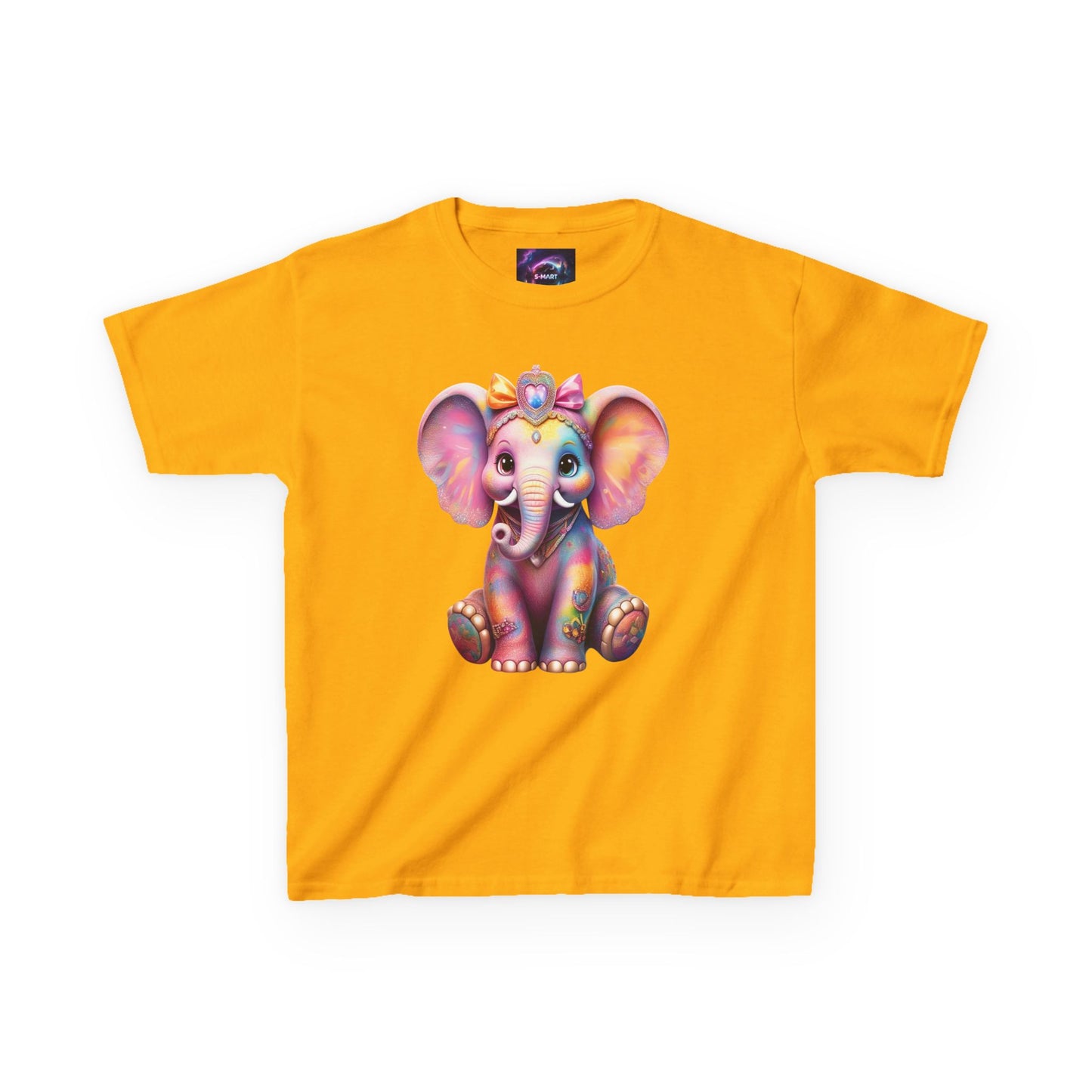 Colorful Elephant Kids Heavy Cotton Tee for Playful Adventures
