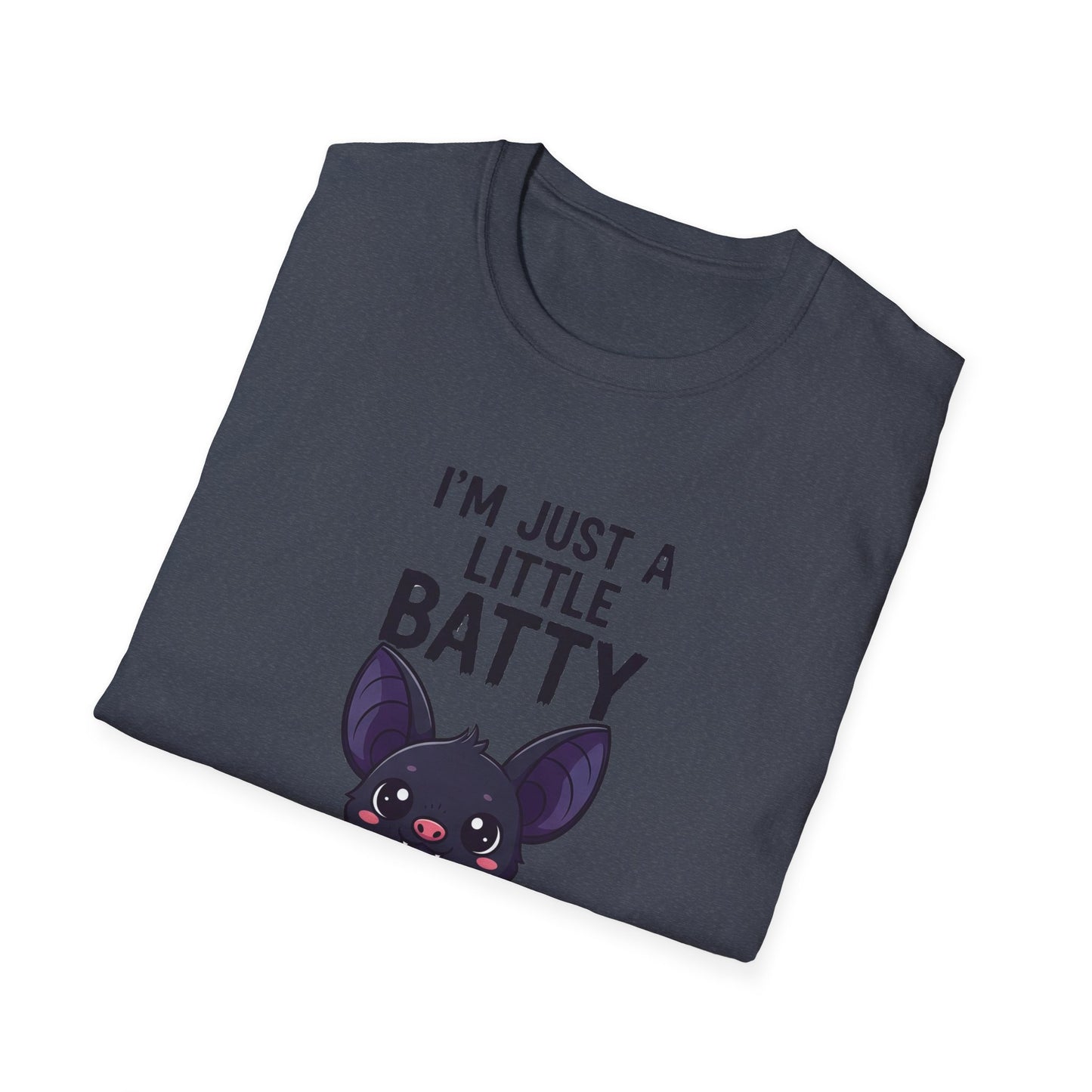 Cute I'm Just A Little Batty Graphic Tee, Funny Halloween T-Shirt, Gift for Bat Lovers, Unisex Softstyle Shirt, Quirky Casual Wear