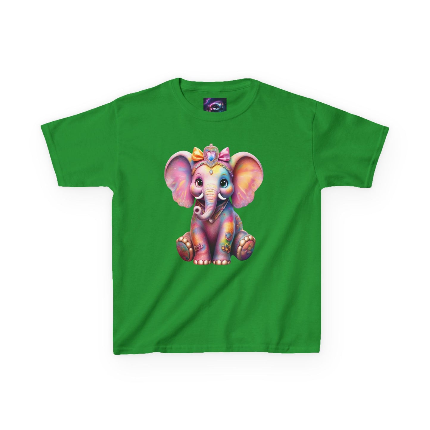 Colorful Elephant Kids Heavy Cotton Tee for Playful Adventures