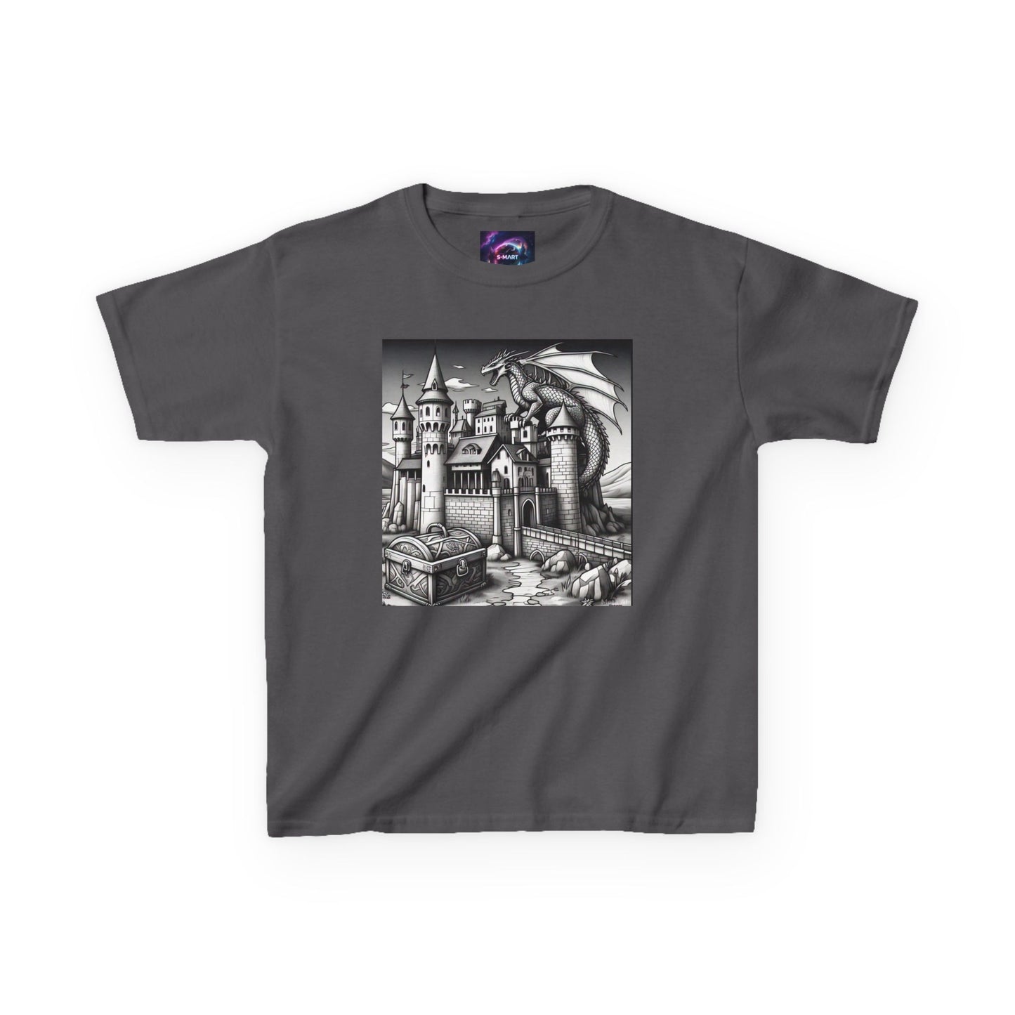 Kids Color Your Own Dragon Castle Tee - Fantasy Adventure Shirt for Imaginative Play