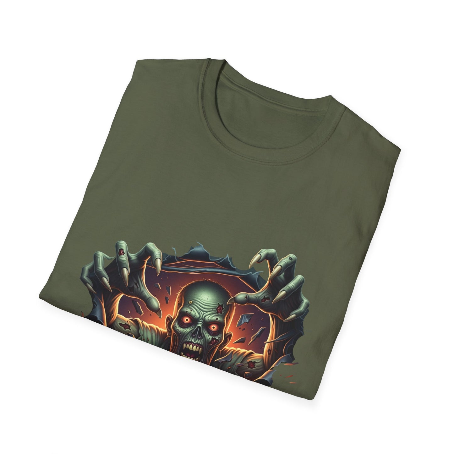 3D Spooky Zombie Graphic T-Shirt, Halloween Shirt, Unisex Softstyle Tee, Gift for Horror Fans, Casual Wear, Creepy Apparel