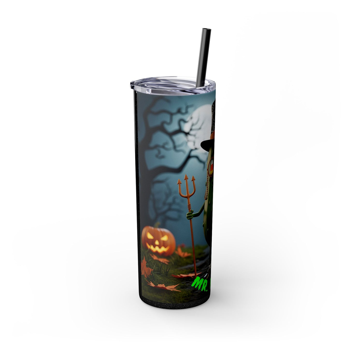 Halloween Mr. Pickle Tumbler, 20oz Skinny Tumbler with Straw, Fun for Parties, Trick or Treat, Kids Gift, Spooky Decor