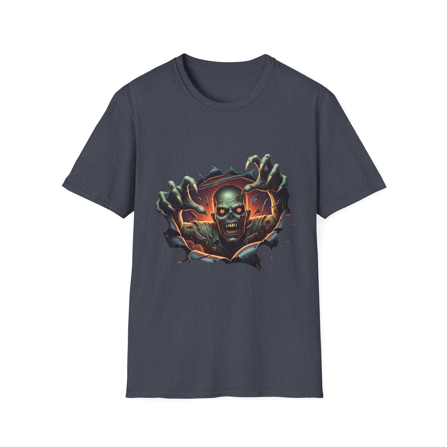 3D Spooky Zombie Graphic T-Shirt, Halloween Shirt, Unisex Softstyle Tee, Gift for Horror Fans, Casual Wear, Creepy Apparel