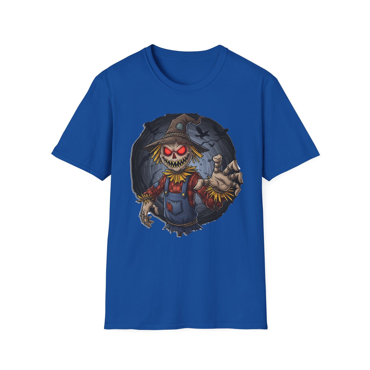 Spooky Scarecrow T-Shirt, Halloween Shirt, Scary Graphic Tee, Unisex Softstyle T-Shirt, Fall Fashion, Gift for Horror Fans
