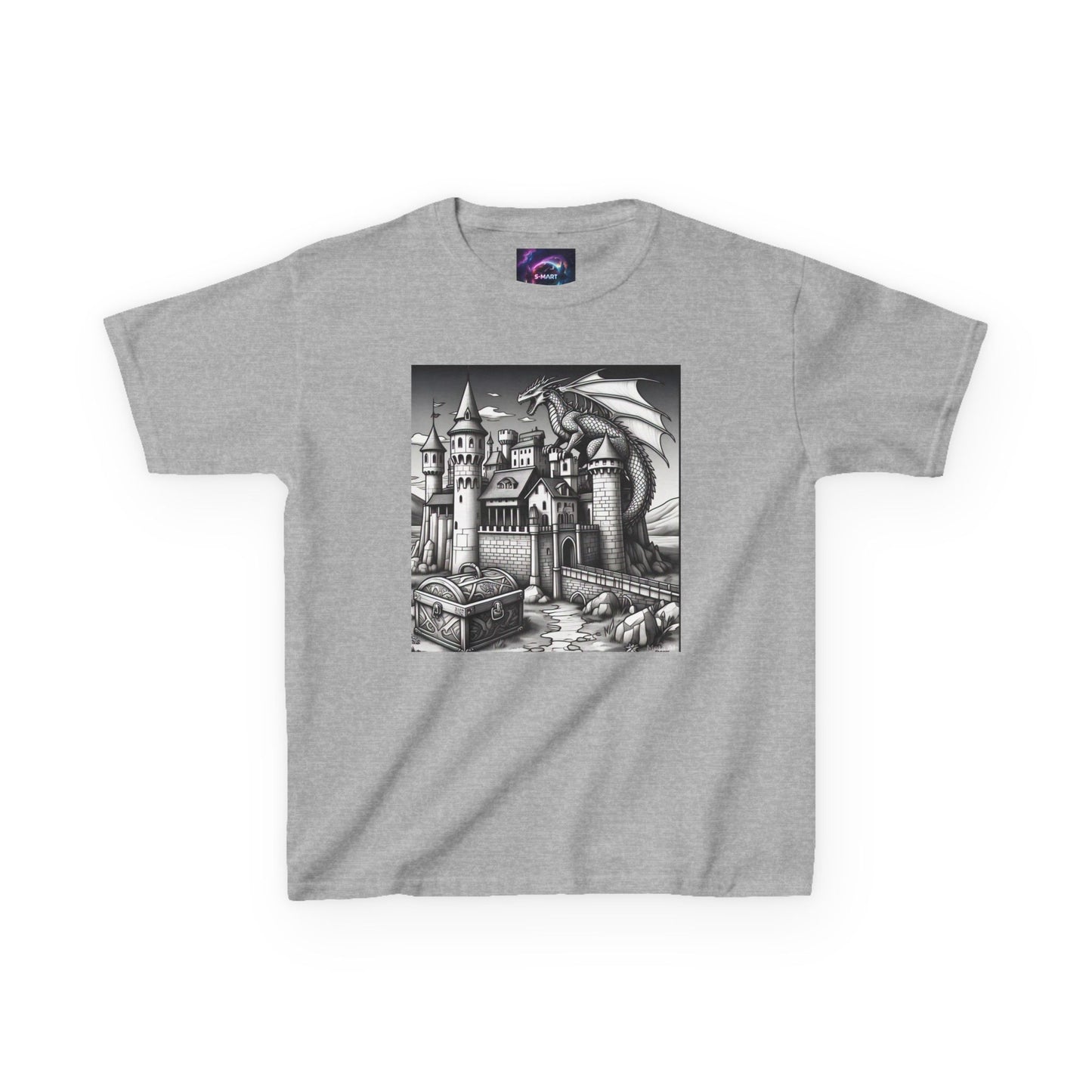 Kids Color Your Own Dragon Castle Tee - Fantasy Adventure Shirt for Imaginative Play