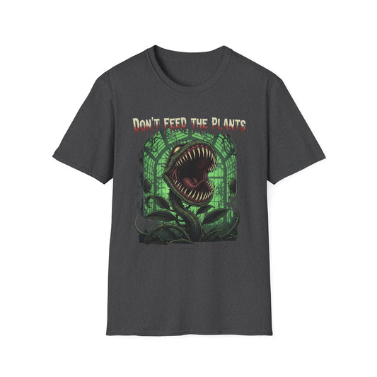 Don't Feed the Plants Unisex Softstyle T-Shirt, Horror T-Shirt, Halloween Shirt, Plant Lover Gift, Quirky Graphic Tee