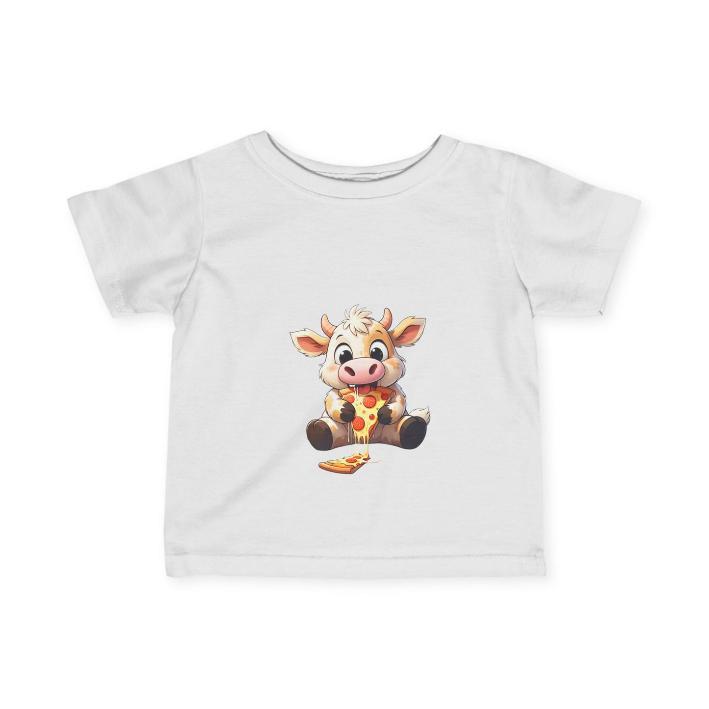 Cute Pizza Cow Design Infant Tee - Fun and Playful Baby Shirt