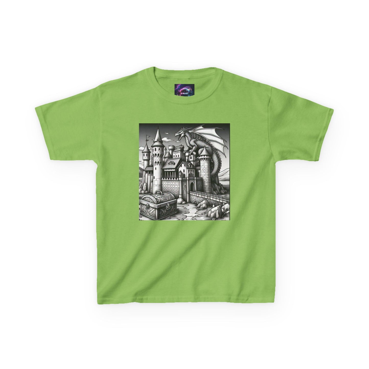 Kids Color Your Own Dragon Castle Tee - Fantasy Adventure Shirt for Imaginative Play