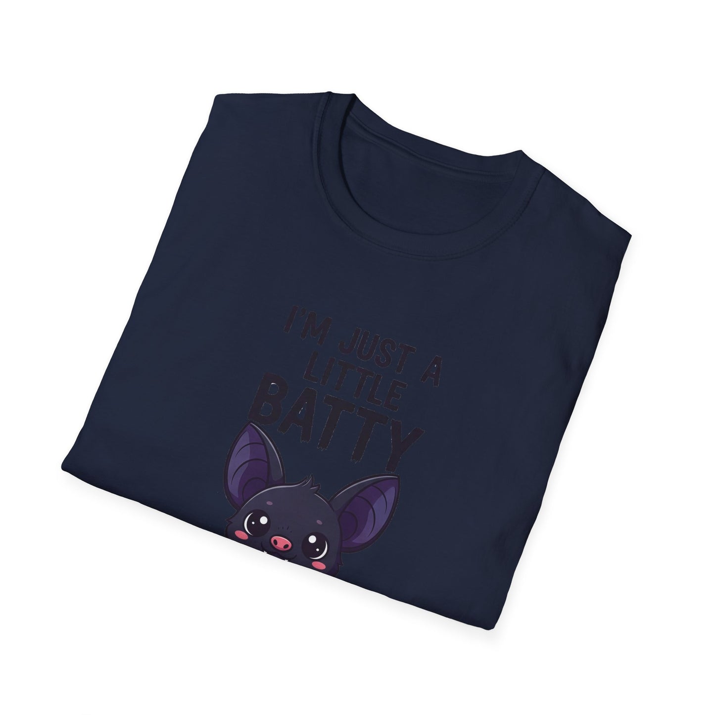 Cute I'm Just A Little Batty Graphic Tee, Funny Halloween T-Shirt, Gift for Bat Lovers, Unisex Softstyle Shirt, Quirky Casual Wear