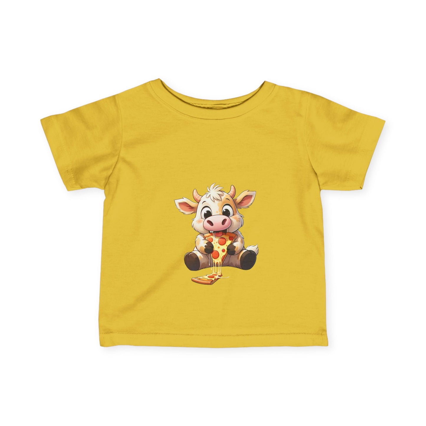 Cute Pizza Cow Design Infant Tee - Fun and Playful Baby Shirt