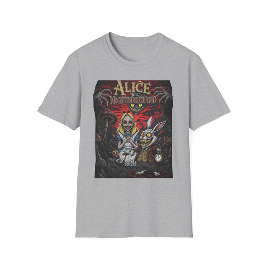 Alice in Nightmareland T-Shirt, Unisex Graphic Tee, Horror Theme Shirt, Perfect for Halloween, Alice in Wonderland Fans, Gift Idea