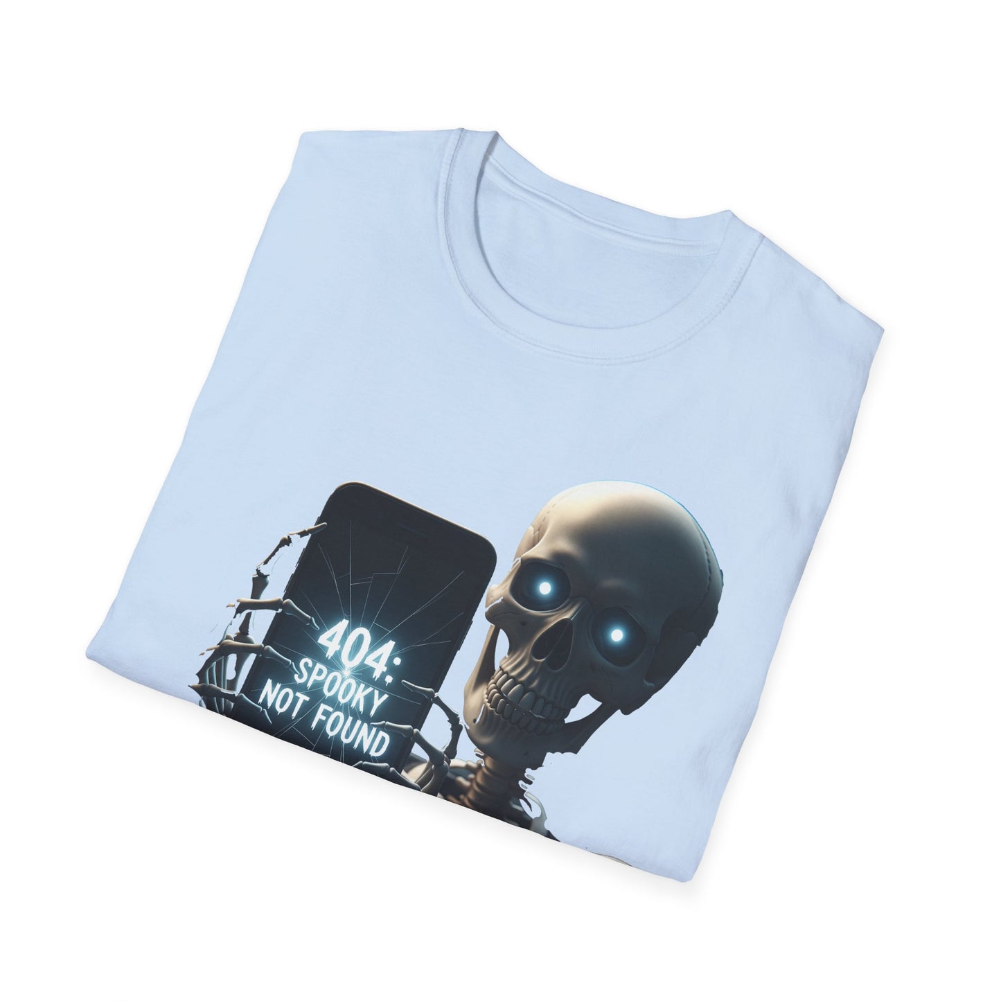 404 Spooky Not Found Skeleton T-Shirt, Halloween Tee, Unisex Graphic Shirt, Casual Wear, Fun Halloween Gift