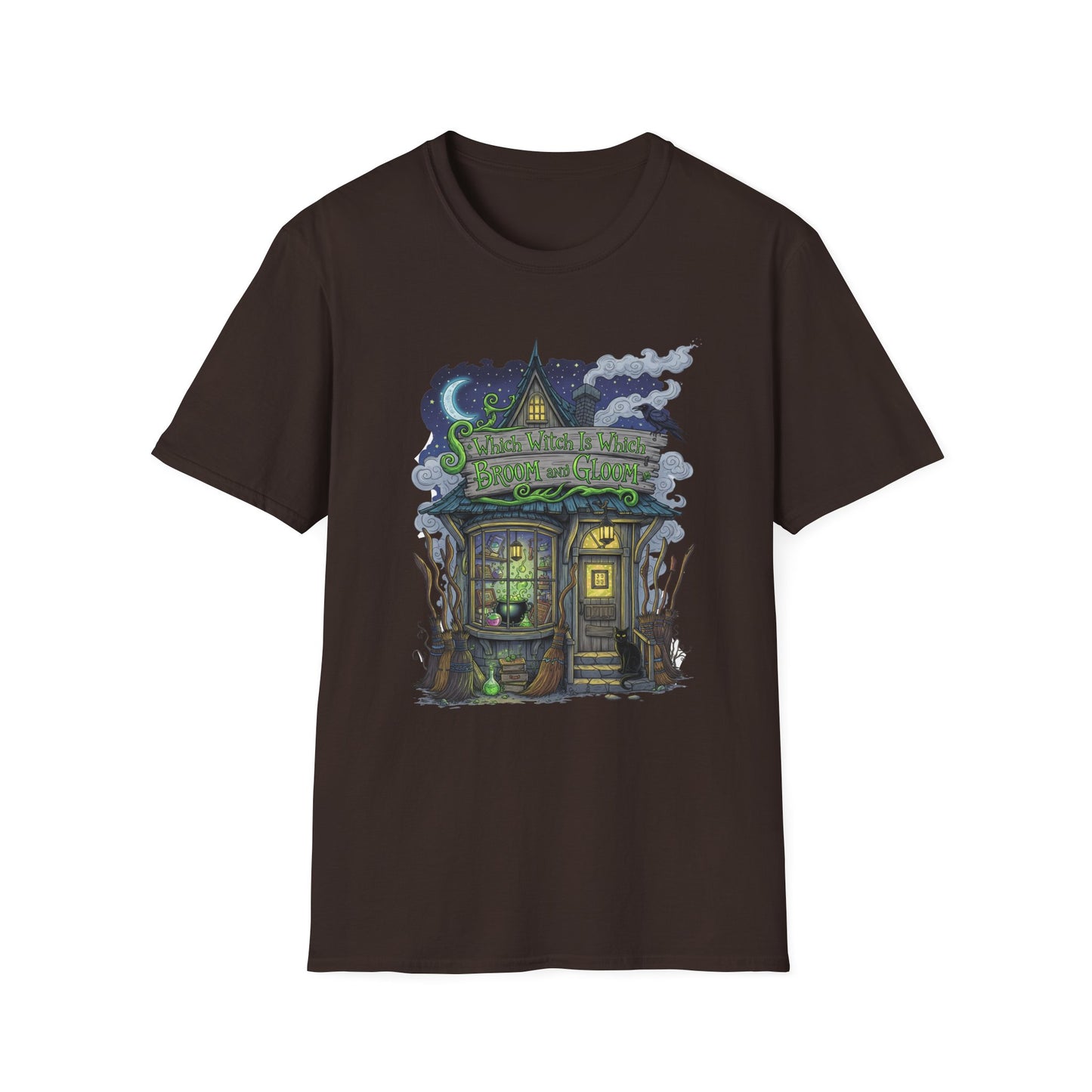 Halloween Which Witch Is Which Broom and Gloom Unisex T-Shirt, Spooky Shirt, Graphic Tee, Fall Apparel, Halloween Gift, Cozy Casual Wear